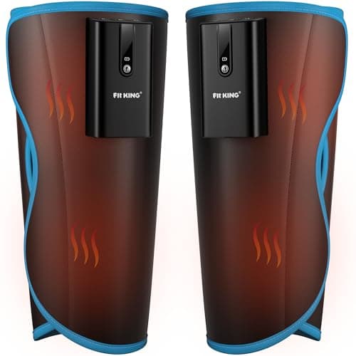 FIT KING Cordless Calf Massager with Heat & Compression – Rechargeable Leg Massager for Circulation, Edema, RLS & Pain Relief, 3 Heat Levels, 3 Modes & Intensities, Portable, Mom, Dad, Athlete Gift