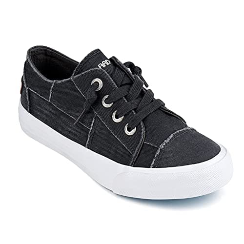 JENN ARDOR Slip On Canvas Shoes for Women Low Top Fashion Sneakers Comfortable Walking Flats Dark Gray 6.5 - Image 1