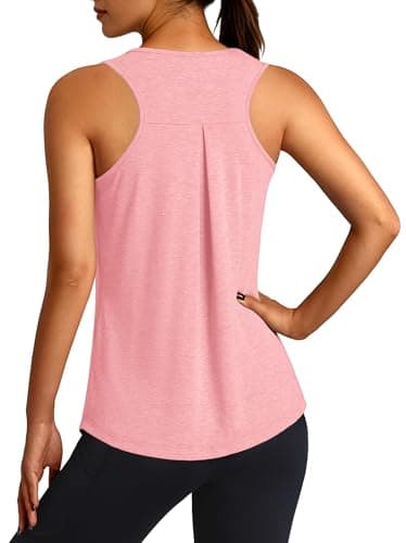 3rd hill Workout Tank Tops for Women Racerback Sleeveless Yoga Top Loose Fit Gym Shirt Running Athletic Tanks Pink L - Image 1