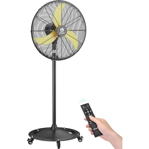 FUGOO 20" Whisper-Quiet Industrial Pedestal Fan - Brushless DC Motor, 4000 CFM Waterproof Heavy Duty Fan with Remote, Energy Efficient for Garage, Warehouse, Patio, Commercial - Image 1