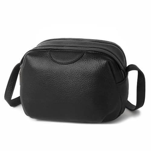 KOGTLA Genuine Leather Crossbody Bags for Women, Travel Purses with Adjustable Strap Black - Image 1