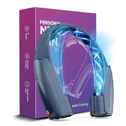 Slientspin AI Portable Neck Fan with 6 Powerful Speeds, 8000mAh Battery Operated USB-C Rechargeable Fan, Hands-Free 360° Cooling Neck Fan,Twistable,Ultra-Quiet Personal Fan Gift for Women Men(Blue) - Image 1