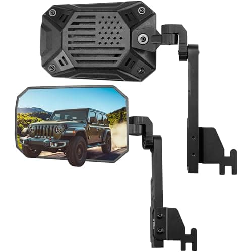 JOYTUTUS Mirrors Doors Off Compatible with Wrangler JK JL Gladiator JT, Door Hinge Mirror Anti-shake Wide Vision Easier Install, Doorless Side Quick Release Mirror - Image 1