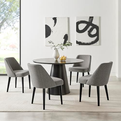 Minimalist Modern Ultra Comfortable Upholstered Dining Chairs with Metal Legs, Contemporary Sleek Design Chair Set, Fashion Legs Chair, Ideal for Stylish Dining Room and Restaurant (Gray, Set of 4) - Image 1