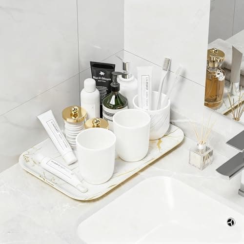 Weenson Bathroom Vanity Tray for Makeup Jewelry Candle Perfume Decor Toilet Tank, Serving Tray for Food Snacks, Kitchen Tray for Countertop Soap Dispenser Spice Coffee Nightstand11.8”L x 7.9”W x 0.8”H - Image 1