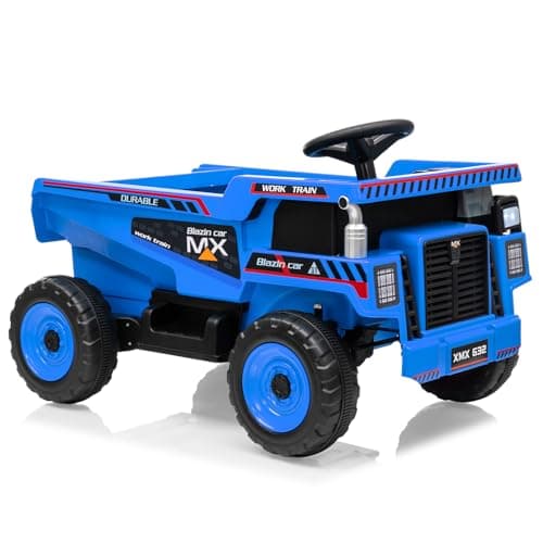 Garvee 12V Ride On Dump Truck for Kids, Ride On Car with Remote Control, Construction Vehicles with Dump Bed & Shovel, Ride-On Toys 16.5 in Spacious Seat, Music, Headlights, Soft Start, Blue - Image 1