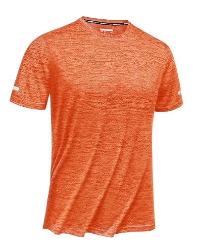 TACVASEN Men's Athletic Shirts & Tees Gym Shirts for Men Workout Short Sleeve Quick Dry Running Dry Fit Shirts for Men Performance Tee Shirt Men Orange - Image 1
