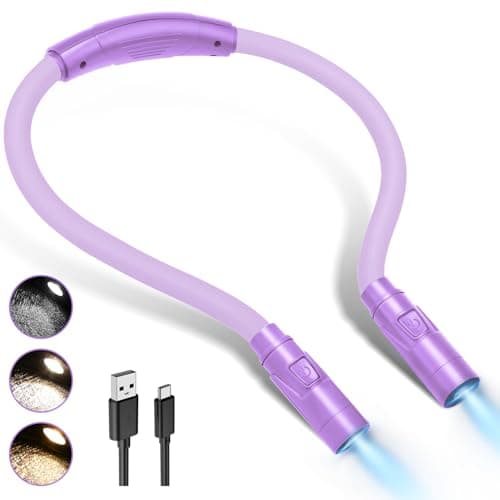 LUXJET Book Light for Reading at Night, Neck Reading Light for Books in Bed, 4 LED Bulbs, Hands Free, 3 Adjustable Brightness, 80-hr Lasting Rechargeable Lamp for Knitting, Camping, Repairing - Image 1