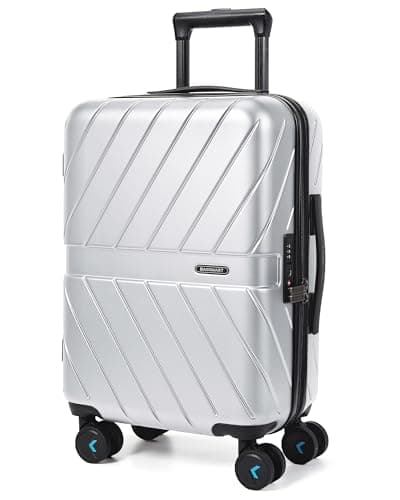 BAGSMART Carry On Luggage 22x14x9 Airline Approved With TSA Lock, 1OO% Polycarbonate Hardside Luggage with Spinner Wheels,Durable Hard Shell Carry On Suitcase 20 inch Silver - Image 1