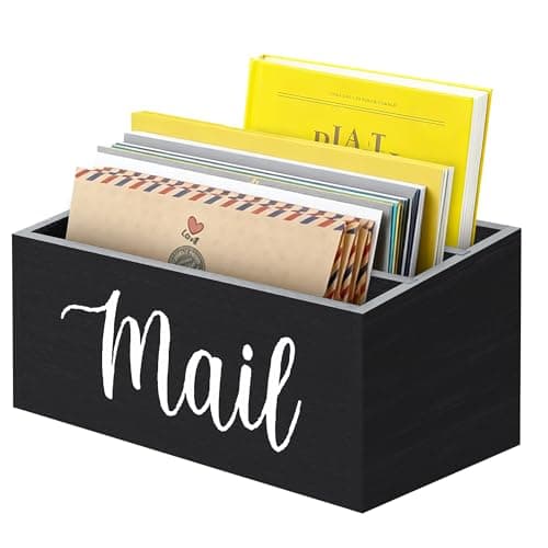 Mail Holder Countertop with 3-Slot, Mail Organizer for Desk with Removable Divider, Desktop Mail Basket Sorter Organizer, File Paper Letter Envelope Bill Holder for Office Home Entryway (Black) - Image 1