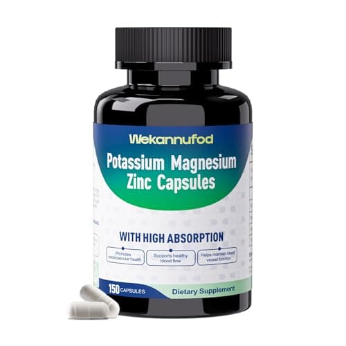 Potassium Magnesium Supplement - 150 Capsules - High Absorption Magnesium Complex - Potassium Supplement to Support Vascular Health & Leg Cramp - Image 1