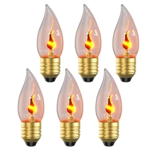 Hompavo E26 Upgraded Flame Light Bulbs, Flickering Fire Light Bulbs Flame Candle for Christmas Halloween Party Patio Porch Home Indoor & Outdoor Decor - 6 Pack - Image 1
