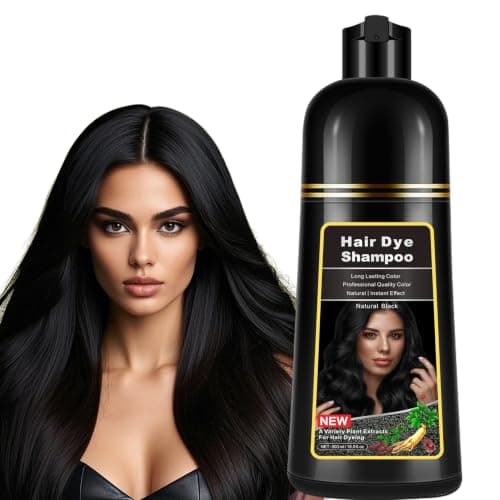 Dark Black Hair Dye Shampoo Instant 3 in 1 for Gray Hair Coverage - Herbal Formula, Semi-Permanent Hair Color in 10 Minutes, Lasts 30 Days, 100% Grey Coverage Shampoo for Men & Women - Image 1