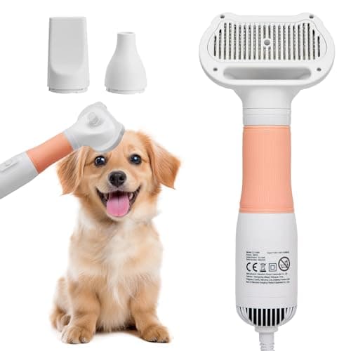 3-in-1 Pet Hair Dryer & Slicker Brush for Dogs & Cats – Portable, Professional, Adjustable Temp, Overheat Protection Dog Hair Dryer (pink) - Image 1