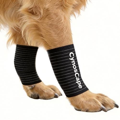 CynosCape Dog Leg Brace, Black Compression Support Wraps for Front or Rear Legs with Streching Adjustable Strap,Dog Wrist Brace- Leg Sleeve to Stop Licking - Aid in Wound Care and Recovery - Image 1
