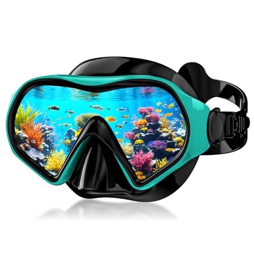 Aegend Snorkel Mask for Adults Youth– Leak-Proof Swim Goggles 180° Panoramic Clear View Anti-Fog Scuba Diving Mask with 1S Underwater Adjustment for Snorkeling, Freediving & Swimming,Green - Image 1