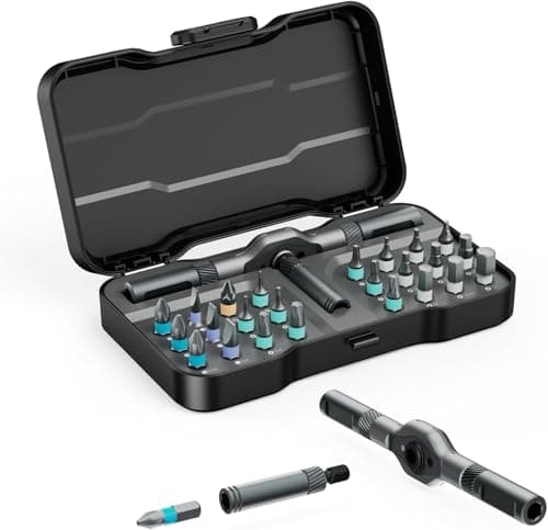 24-in-1 Small and Durable Allen&PH/Torx/Slotted Magnetic Screwdriver Set|Compact and Solid T-Handle Set, Detachable Multi-Bit Ratchet Driver for Electronics, Allen Wrench, Phone Repair&Furniture