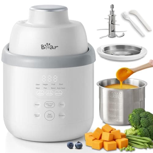 Bear NutriEase AllStage Stainless Steel Baby Food Maker Steamer and Blender, Truly OneStep Baby Food Processor Puree Maker Grinder Mills, Auto Cooking&Grinding for Healthy Homemade Baby Food, BPA-Free - Image 1