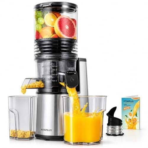 VITAPLUS Stainless Steel Auger Cold Press Juicer, AC Motor Slow Masticating Juicer, Plastic-Free Extractor for Whole Fruits & Vegetables, 5.8" Wide Chute, BPA-Free, Easy to Clean, FDA21 CFR Tested - Image 1
