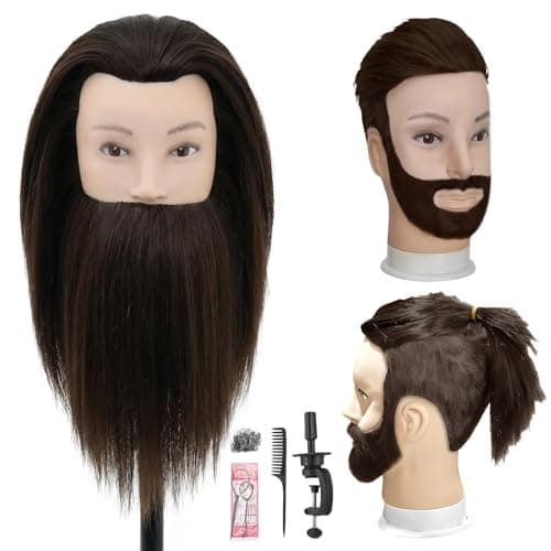 Male Mannequin Head with Hair,10" Barber Mannequin Head,Cosmetology Hairdresser Training Doll Manikin Head for Hair Styling and Practice (4# Brown) - Image 1