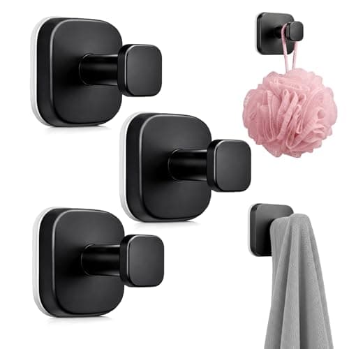 Zrpot 3 PCS Suction Cup Hook for Shower, Suction Cup Hooks for Shower, Door Hooks for Hanging Robe Loofah Removable Wall Hooks for Kitchen Glass Window Black - Image 1