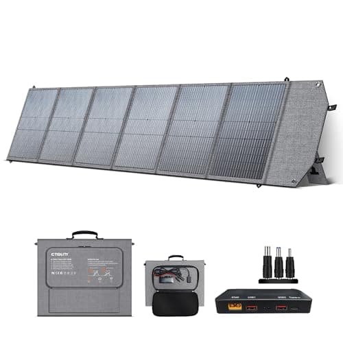CTOLITY 200W Portable Solar Panel, High Efficiency 23%, Foldable Solar Panel Charger with Adjustable Kickstand, IP65 Waterproof USB-A/Type-C/XT60/MC4 Outputs for Solar Generators Camping RV Marine