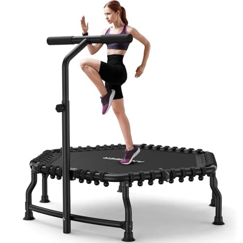 ANCHEER 50" Foldable Fitness Trampoline for Adults & Kids, 550 lbs Capacity Bungee Rebounder with Adjustable Handle, Quiet Cardio Workout Equipment for Home Gym, Low Impact Training Indoor/Outdoor Use - Image 1