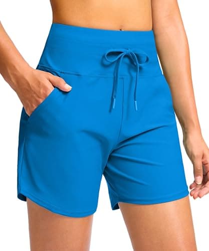 Viodia Women's 5" High Waisted Swim Board Shorts Quick Dry Beach Shorts with Pockets UPF 50+ Swimsuit Bottoms with Liner Vivid Blue XL - Image 1