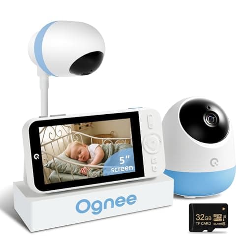 Ognee Baby Monitor with Camera and Audio, 5" IPS 2K Display, 6000mAh Battery, SD Card, Remote Pan-Tilt-Zoom, 2-Way Talk, No WiFi Needed, Night Vision, Safety Zone Alert, 24/7 Recording - Image 1