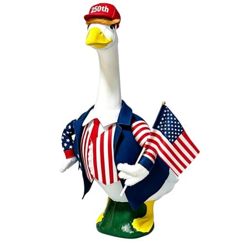 VEHICAR 4th of July Porch Goose Outfits Independence Day Decorations for 250th Anniversary, 23" Patriotic Porch Geese Duck Statue Clothes Celebration, Outdoor Patio Yard Lawn Holiday Funny Art Decor - Image 1