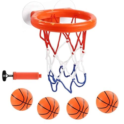 Cyfie Bath Toys for Toddlers - Bathtub Basketball Hoop Set with 4 Balls for Kids Ages 3-8 - Suction Cup Shower Toy for Boys and Girls - Image 1