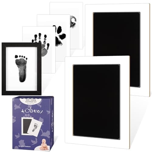 2 Park Baby Footprint Kit with 1 Wooden Frame, No Mess Inkless Hand and Footprint Kit, Clean-Touch Ink Pads for Fingerprint Stamps, Paw Print Kit for Dogs Cats, Baby Shower Gifts Keepsake for New Mom - Image 1