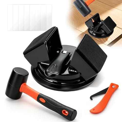 BUXKZVL Floor Gap Fixer Tool with Mallet, 45° Impact Design Laminate Flooring Tools, Floor Suction Cup Tool for Gaps with Cleaning Scraper & 5 Sticky Pads for Laminate, Lvp, Vinyl Plank Flooring - Image 1