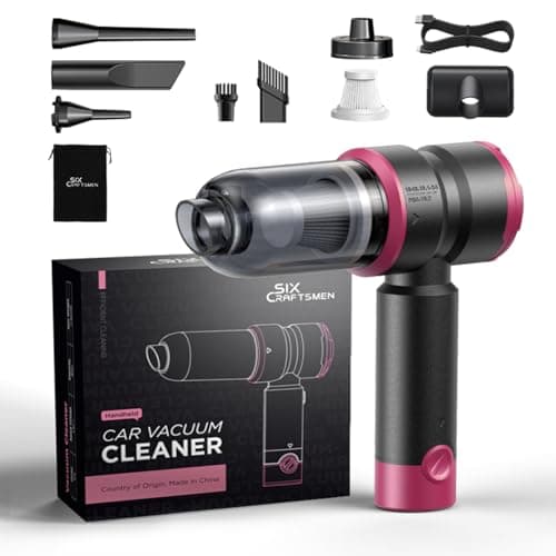Handheld Car Vacuum Cleaner, 4-in-1 Cordless Rechargeable Mini Vacuum with Air Duster – Quickly Clean Crumbs, Pet Hair & Crevices in Car, Office, Home. Ideal for Commuters & Office Workers (Pink) - Image 1