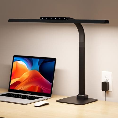 24W LED Desk Lamp, 112 High-Bright Eye-Caring Architect Light, 3000K-6000K Stepless Dimmable Touch Control, Weighted Metal Base, Auto-Dimming & Memory Function for Home Office, Reading, Gaming, Black - Image 1
