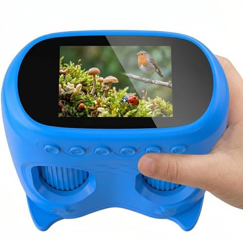 OAEBLLE 2-in-1 Kids Microscope and Telescope, 1000X Handheld Digital Microscope for Kids, 2.0" Screen, 8 LEDs, 10X Pocket Telescope for Outdoor, 1080P Camera STEM Toys Gifts for Boys Girls 4-12, Blue