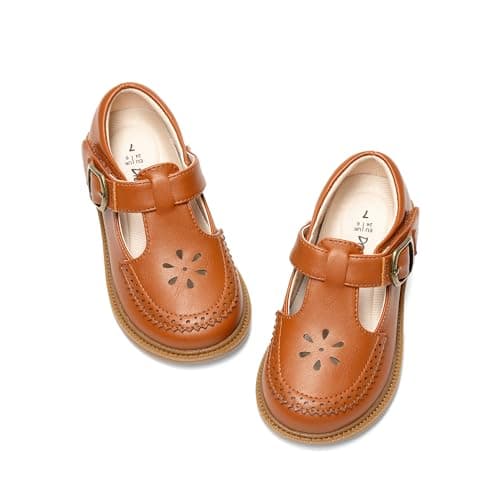 DREAM PAIRS Toddler Little Girl's Mary Jane Dress Shoes - Ballet Flats for Girl School Uniform Shoes,Size 10 Toddler,Brown,KKUMFA2509 - Image 1