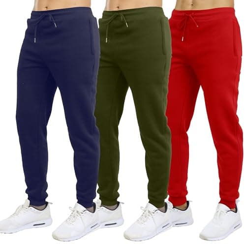 Galaxy by Harvic Sweatpants for Men 3-Pack – Slim Fit Fleece Cargo Joggers Elastic Waist Mens Jogger Sweatpants (S-3XL) - Image 1