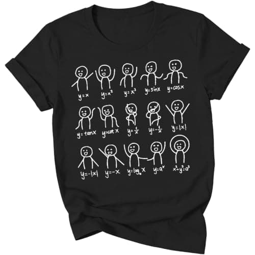 Math Teacher Shirts for Women-Stick Figure Algebra Print Tees Math Lover T-Shirt Math Teacher Appreciation Short-Sleeve - Image 1