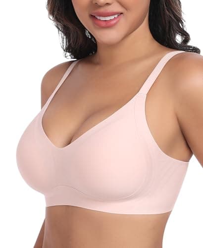 Ganado Bras for Women No Underwire Wireless Push Up Bra Full Coverage Seamless Comfortable Bralettes (Pink, 3X-Large) - Image 1