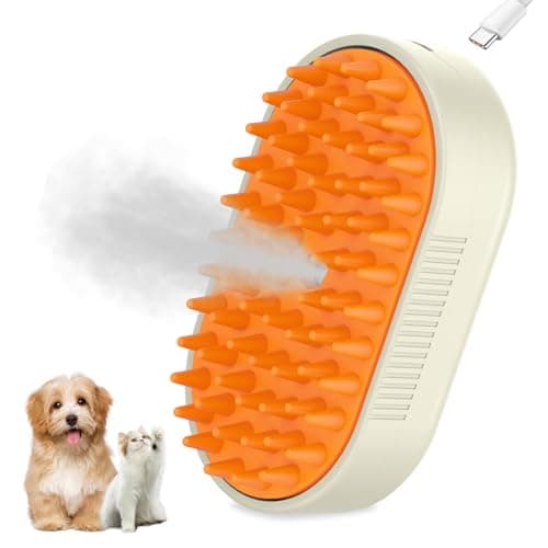 SOGUE Steam Dog Brush for Shedding Cat Brushes for Indoor Cats Shedding,3 in 1 Silicone Pet Steam Brush for Dog Deshedding Massage Grooming,Rechargeable Cat Hair Brush,Furminator for Cats Dogs Yellow - Image 1