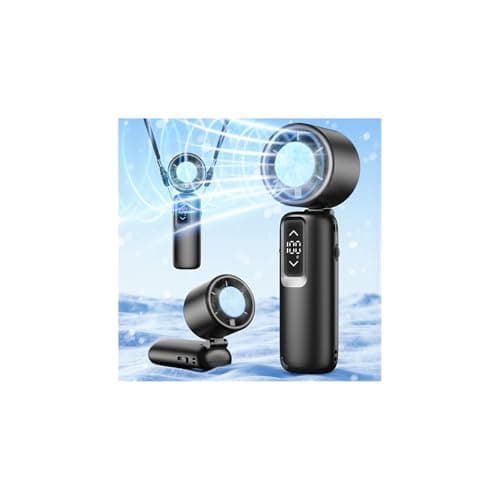 Guirngou Portable Handheld Turbo Fan, 1-100 Gear Wind, Battery Operated, Up to 23 Working Hours, 3 IN 1 Personal Fan with Air Turbo Tech, Cooling Essentials for Indoor/Outdoor (Metallic Glossy Black)