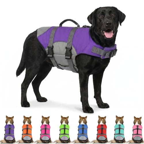 Mklhgty Dog Life Jacket, Adjustable Reflective Dog Vest with Rescue Handle for Swimming & Boating, Ripstop Pet Safety Life Preserver for Small, Medium & Large Dogs - Image 1