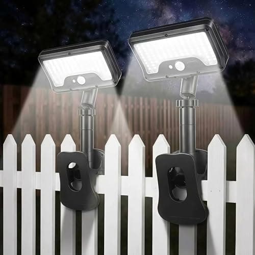 CVchancin Clip on Solar Lights Outdoor with Motion Sensor, Dual-Charge (Solar/Type-C) Solar Fence Lights, 360° Rotatable 92 LED Security Light for Gutter, Deck, Camping, IP65 Waterproof (2 Pack) - Image 1