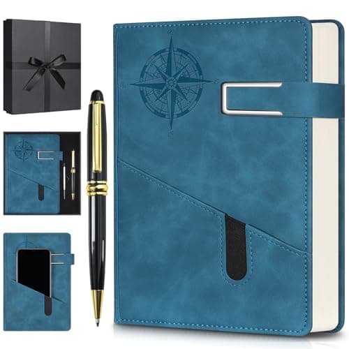 Lined Notebook Journal for Men Women, College Ruled Notebook, Hardcover Leather Journal with Pen & Gift Box, 256 Pages Thick Daily Diary, Professional Notebooks for Work, School, Business, Writing, A5