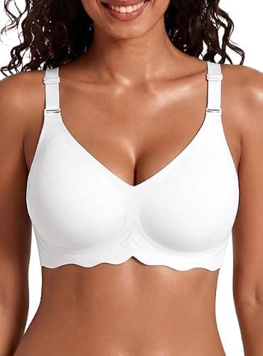 Avidlove Seamless Bras for Women No Underwire Bra Wireless Padded Bralette Support No Show Bras White XL - Image 1