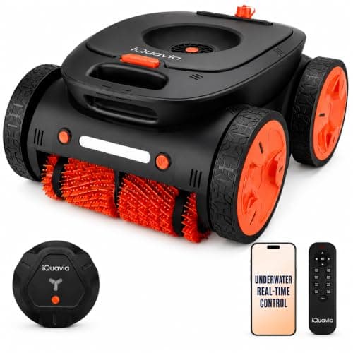 iQuavia Cordless Robotic Pool Cleaner for Inground Pools – Smart Navigation, Underwater App & Remote Direct Control, Signal Buoy, 5,500 GPH, 210-Min Runtime, Dual Brush, Auto-Park, Black - Image 1