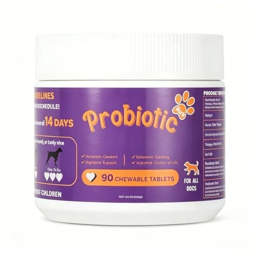 Dog Probiotic Chewable Tablets with Prebiotic, Apple Cider Vinegar & Papaya Powder, Pork Flavor Daily Digestive Supplement for All Breeds Dogs, 90 Count