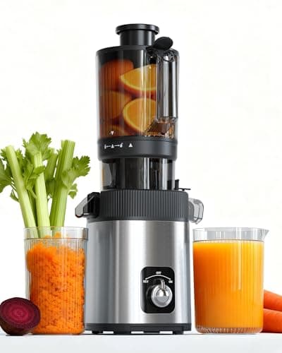 Kndko Cold Press Juicer with 4.35" Wide Feed Chute, Slow Masticating Machine Fit Whole Fruits & Vegetables, High Juice Yield, Stainless Steel Juicer Machine with Large Auger, Easy to Clean - Image 1