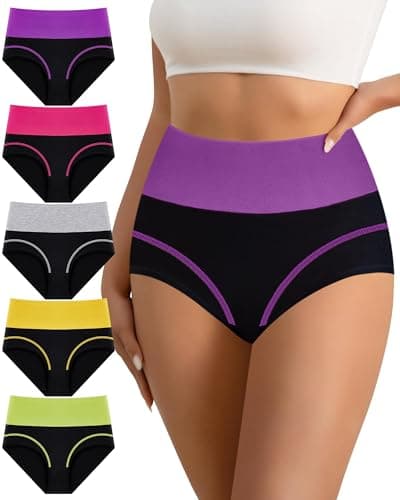 YDQ Womens Cotton Underwear Tummy Control High Waisted Postpartum Ladies Panties Post Partum Moisture Wicking Compression Breathable Pack Multicolor2 M - Image 1